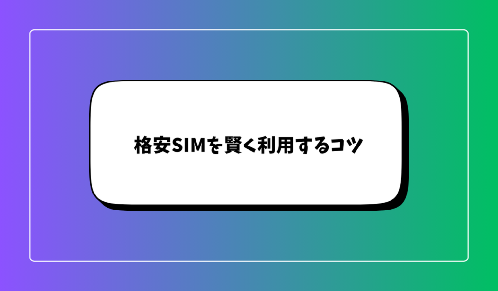 格安SIMを賢く利用するコツ